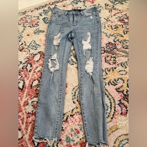 Judy Blue Ripped Light Denim Skinny Jeans
